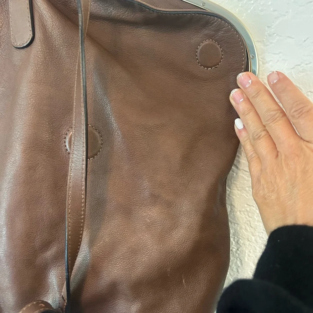 Gorgeous Coccinelle Brown Pebbled Leather Shoulder Bag | Quiet European Luxury